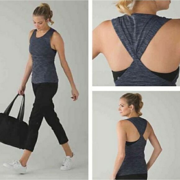 Lululemon &Go Endeavor Heathered Luon Open Back Twist Sleeveless Tank Top - Picture 12 of 13